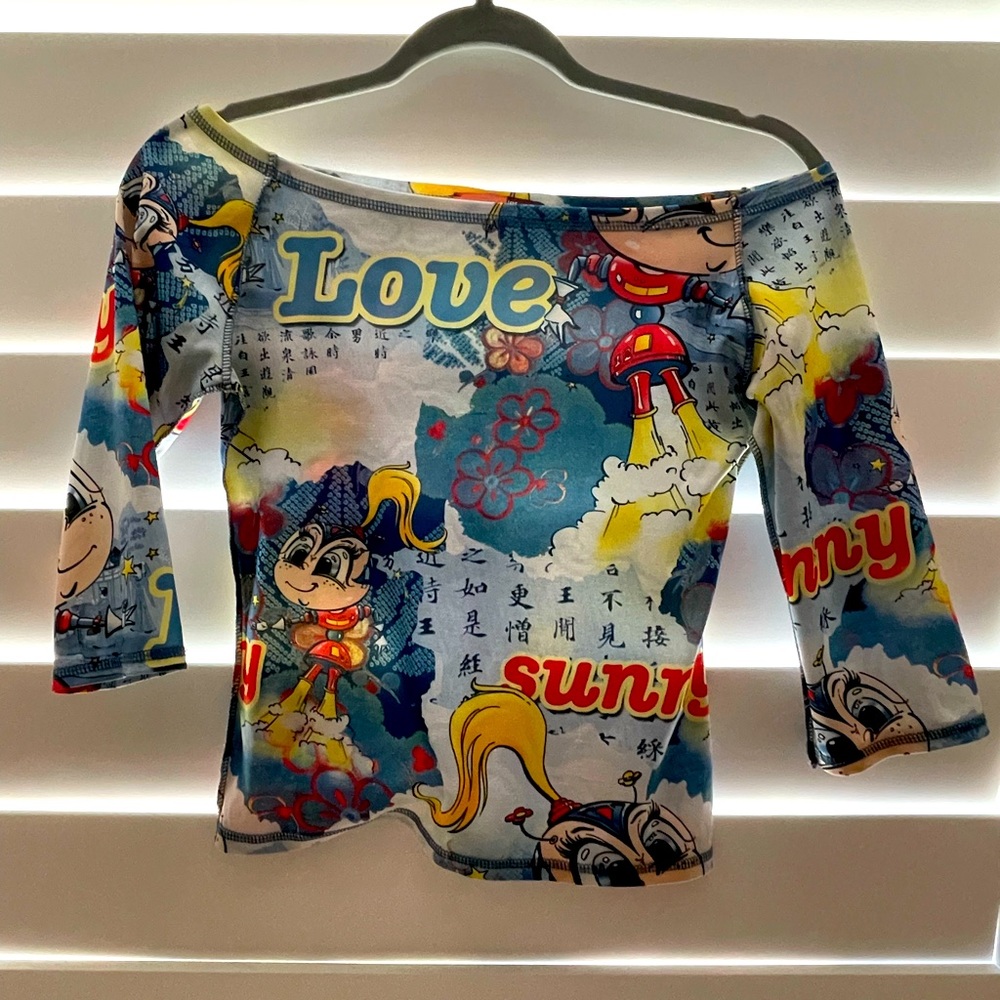 cyber y2k off-the shoulder top